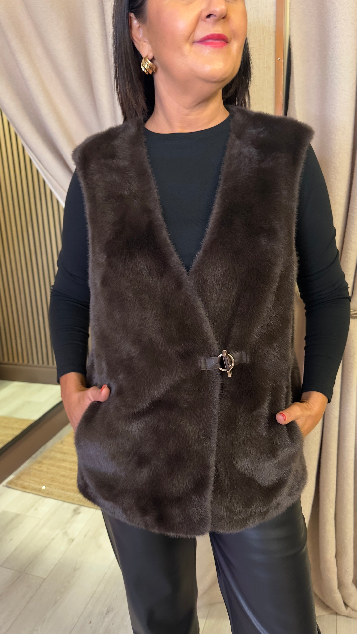 Brown Faux Fur Gilet