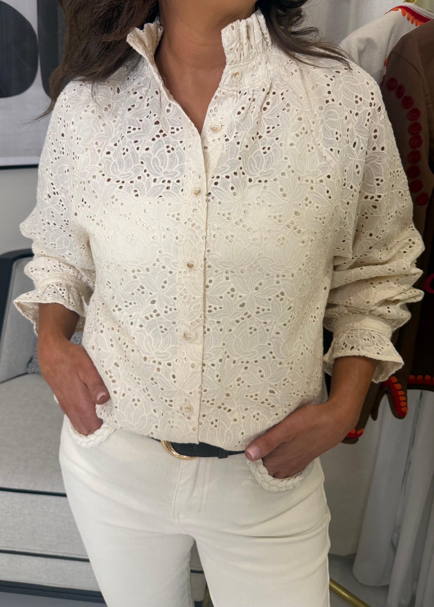Cream Brocade Blouse