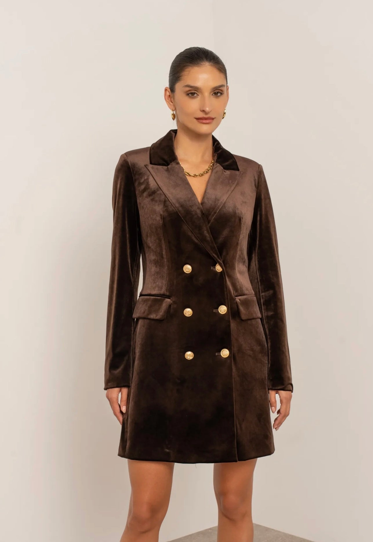 Chocolate Brown Blazer Dress