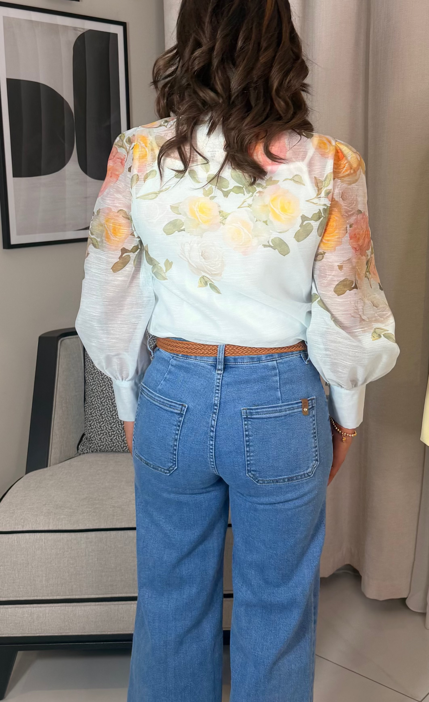 Floral Blouse with Pearl Detail