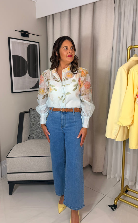 Floral Blouse with Pearl Detail