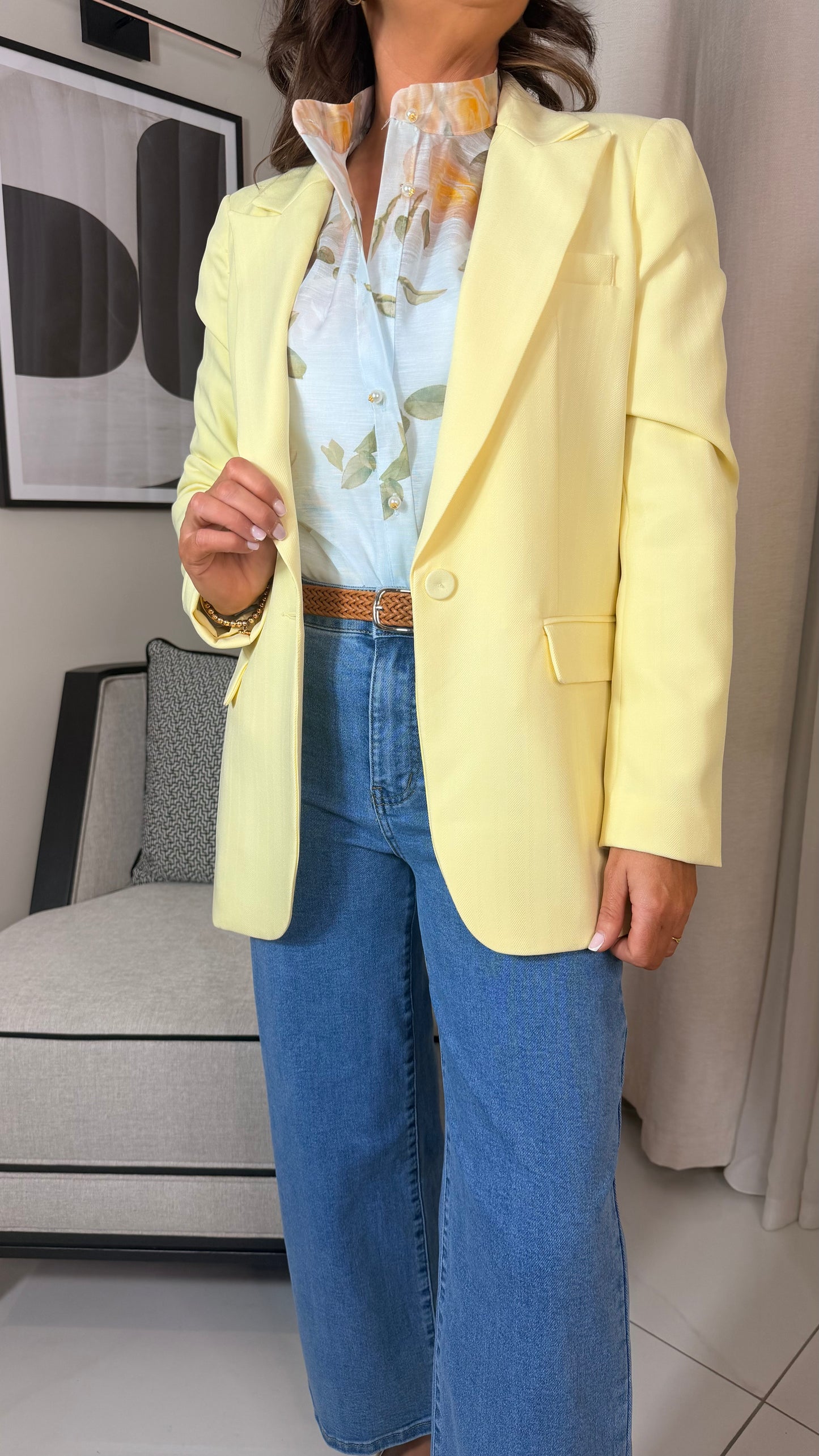 Lemon One Button Blazer