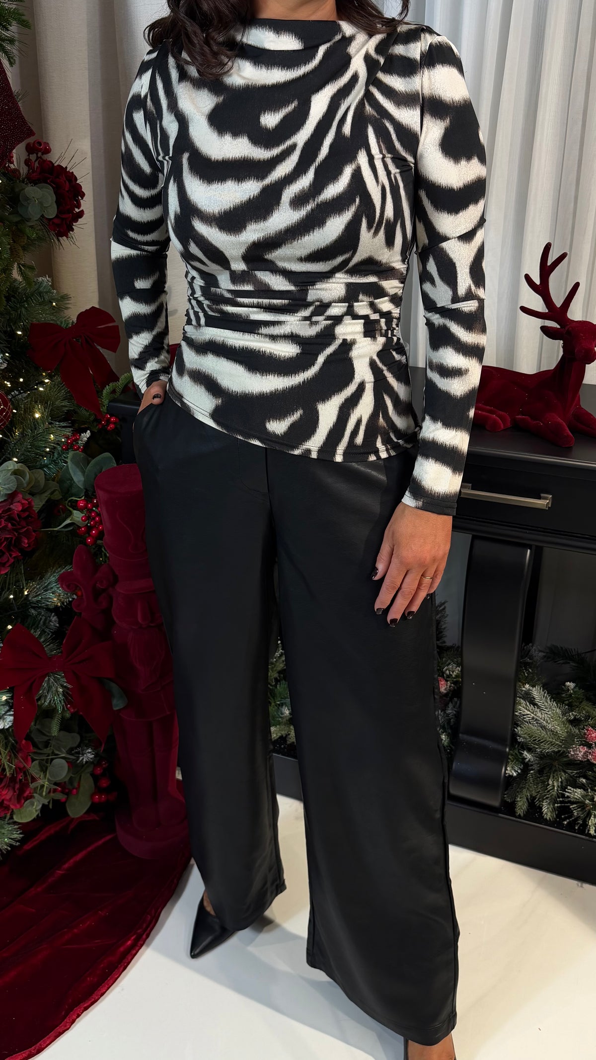 Zebra Ruched Top